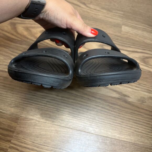 Crocs Sandals Mens Size 6 Womens 8 Black Two Strap Slide Beach Pool Shoes main image 4